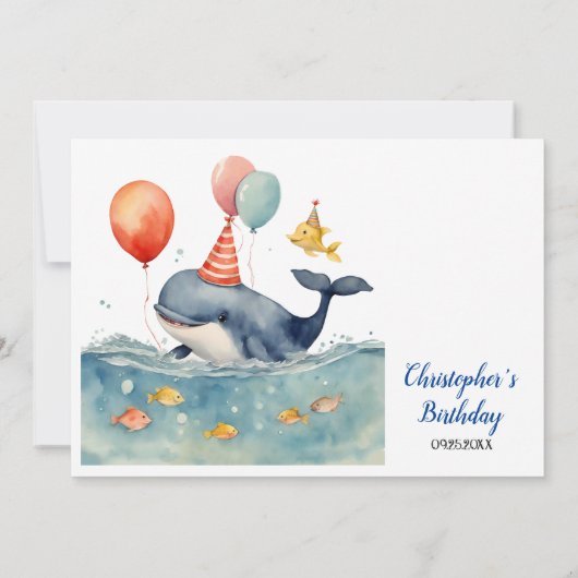 Whale of a Good Time Boy's Birthday Kaart (Achterkant)