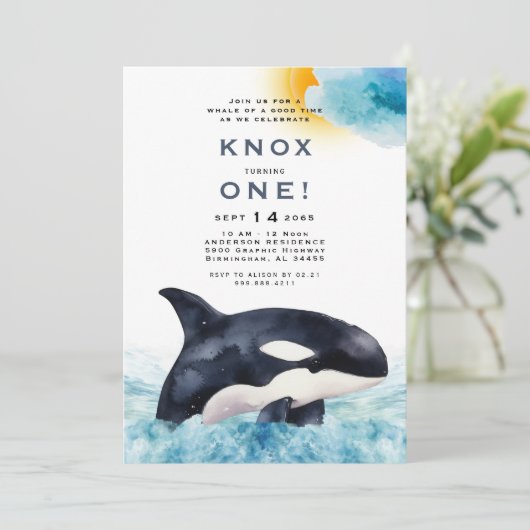 Whale of a Good Time Kids Verjaardagsfeestje Kaart (Staand voorkant)