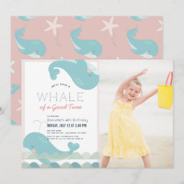 Whale of a Good Time Pink Girl Verjaardagsfoto Kaart