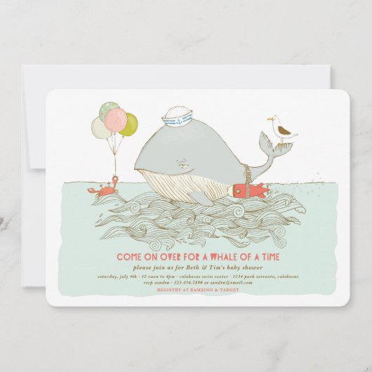Whale of a time Baby shower Summer Pool Party Kaart (Voorkant)
