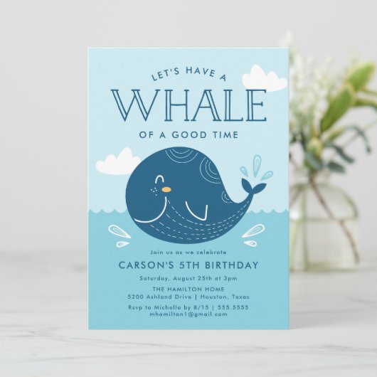 Whale of a Time Birthday Party Kaart (Staand voorkant)