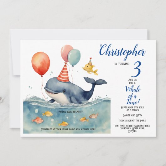 Whale of a Time Boy's Birthday Kaart (Voorkant)