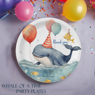 Whale of a Time Boys Verjaardag Bedankt Papieren Bordje