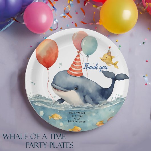Whale of a Time Boys Verjaardag Bedankt Papieren Bordje