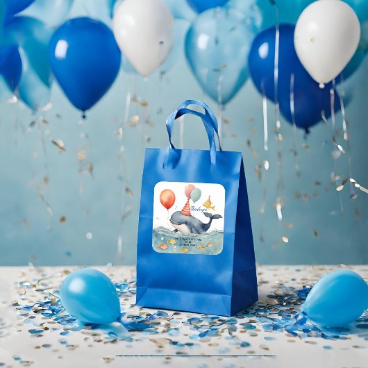 Whale of a Time Boys Verjaardag Bedankt Vierkante Sticker