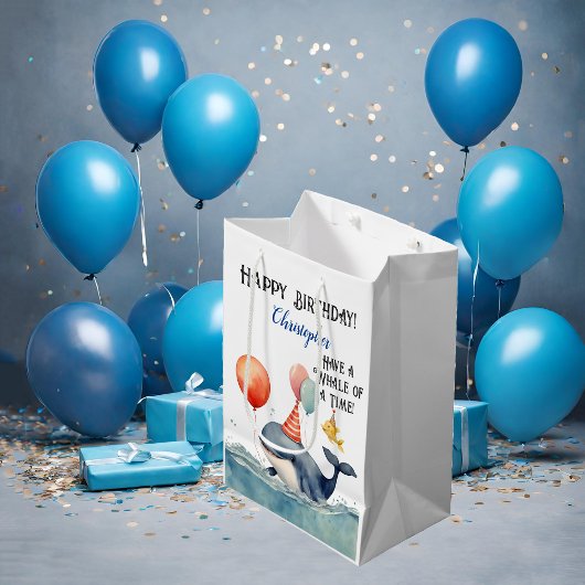 Whale of a Time gepersonaliseerde jongens verjaard Medium Cadeauzakje
