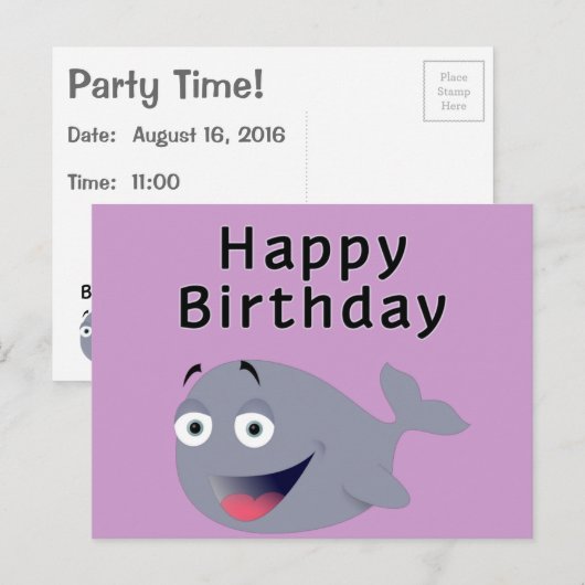 Whale of a Time - Happy Birthday Briefkaart (Voorkant / Achterkant)