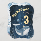 Whale of a Time Ocean Kids Verjaardag Uitnodiging (Voorkant / Achterkant)