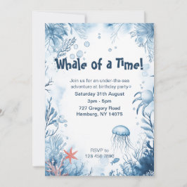 Whale of a Time Ocean Kids Verjaardag Uitnodiging
