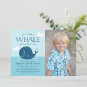 Whale of a Time Photo Birthday Party Kaart (Staand voorkant)