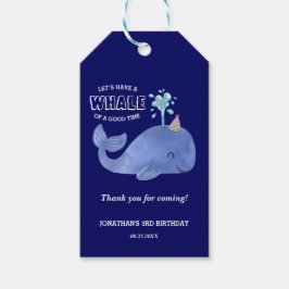 Whale of a Time Schattige Party Pet Navy Bedankt Cadeaulabel