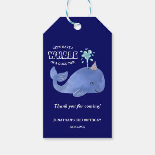 Whale of a Time Schattige Party Pet Navy Bedankt Cadeaulabel