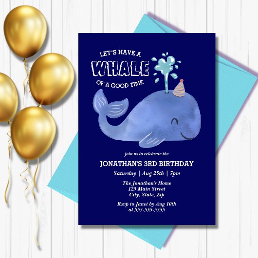 Whale of a Time Schattige Party Pet Navy Birthday Kaart