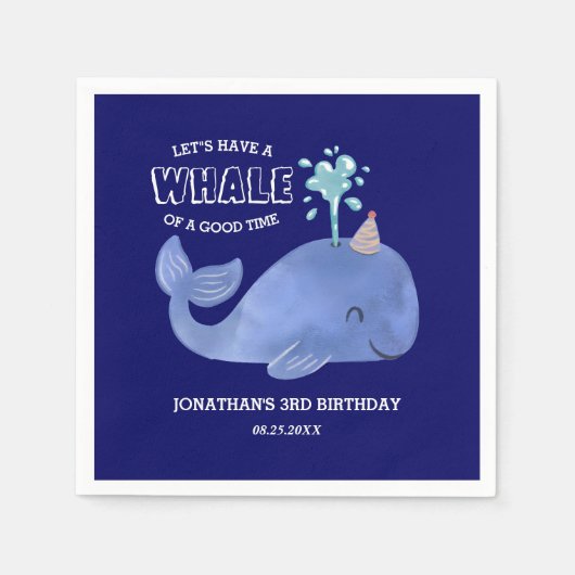 Whale of a Time Schattige Party Pet Navy Birthday Servet (Voorkant)