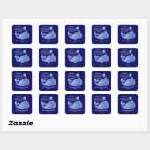 Whale of a Time Schattige Party Pet Navy Birthday Vierkante Sticker (Vel)