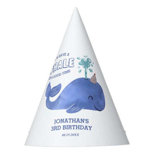 Whale of a Time Schattige Party Pet Witte Verjaard Feesthoedjes (Voorkant)