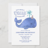 Whale of a Time Schattige Party Pet Witte Verjaard Kaart (Voorkant)