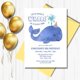 Whale of a Time Schattige Party Pet Witte Verjaard Kaart