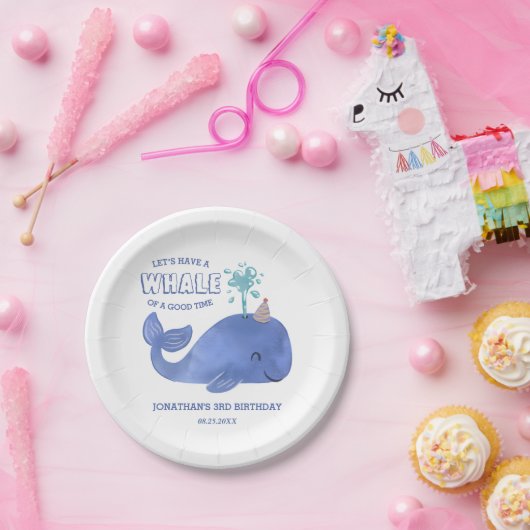 Whale of a Time Schattige Party Pet Witte Verjaard Papieren Bordje (Feest)