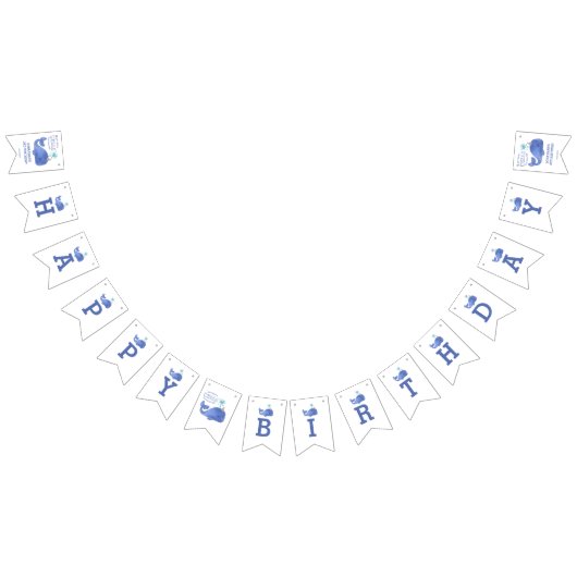 Whale of a Time Schattige Party Pet Witte Verjaard Vlaggetjes (Alle)