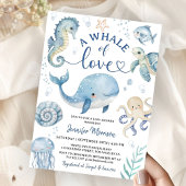 Whale Of Love Boy Baby Shower Invitation  Kaart