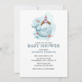 Whale onder het Zee Boy Baby shower Kaart (Voorkant)