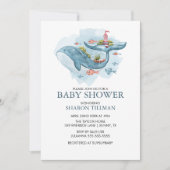 Whale onder het Zee Boy Baby shower Kaart (Voorkant)
