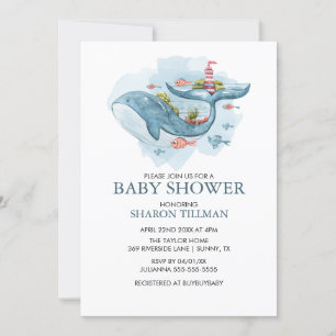 Whale onder het Zee Boy Baby shower Kaart