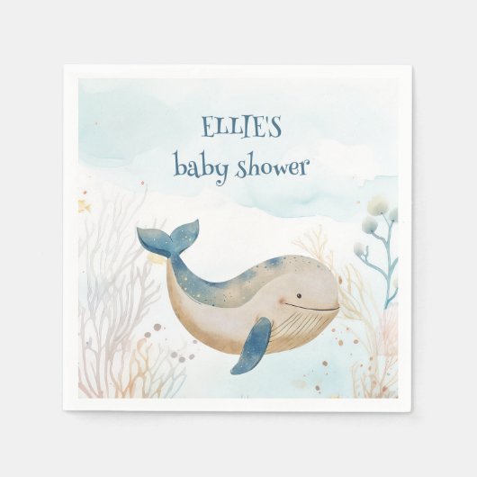 Whale onder het Zee Boy Baby shower Servet (Voorkant)