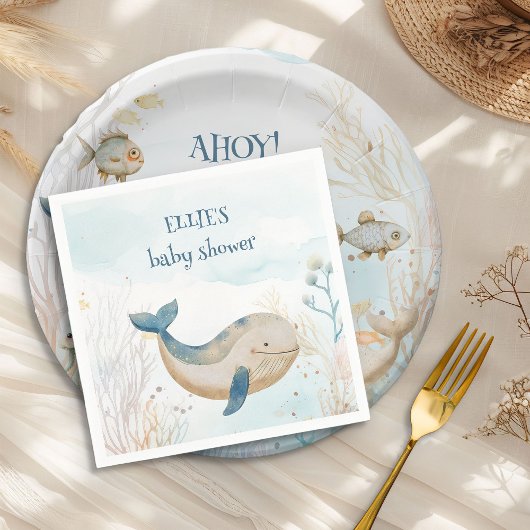 Whale onder het Zee Boy Baby shower Servet