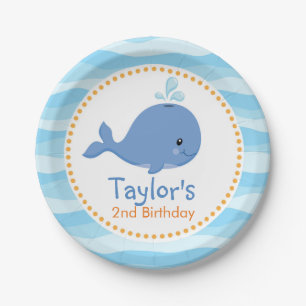 Whale (onder het Zee) Personalized Boy Birthday Papieren Bordje