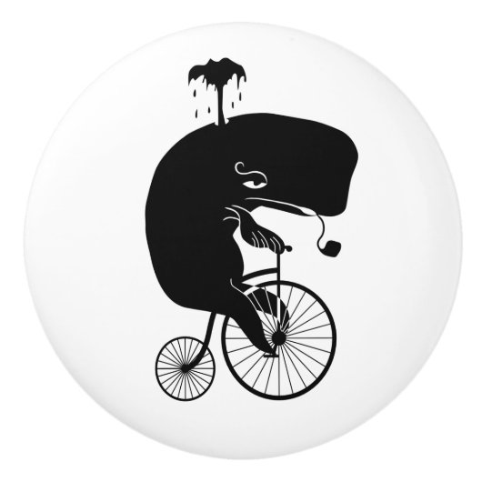 Whale op een Bike Keramische Knop (Voorkant)