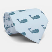 Whale Painting Coastal Beach Pattern Stropdas (Opgerold)