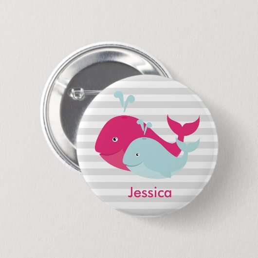 Whale Pals Ronde Button 5,7 Cm (Voorkant /achterkant)
