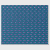 Whale Pattern Ocean Blue Nautical Coastal Schattig Cadeaupapier (Vlak)