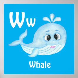 Whale personaliseer ABC: Letter W - Jouw namen toe Poster