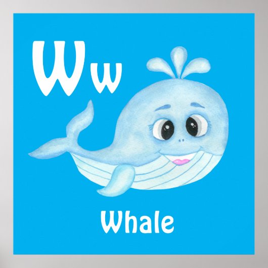 Whale personaliseer ABC: Letter W - Jouw namen toe Poster (Voorkant)