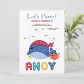 Whale Pirate Birthday Party Kaart (Staand voorkant)