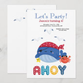Whale Pirate Birthday Party Kaart (Voorkant / Achterkant)