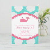 Whale Polka Dot Pool Party Aqua en roze modern Kaart (Staand voorkant)