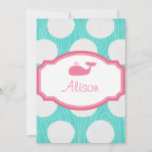 Whale Polka Dot Pool Party Aqua en roze modern Kaart (Achterkant)