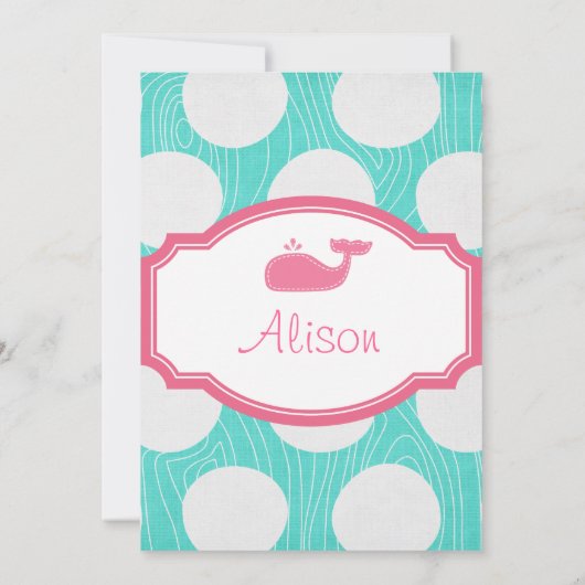 Whale Polka Dot Pool Party Aqua en roze modern Kaart (Achterkant)
