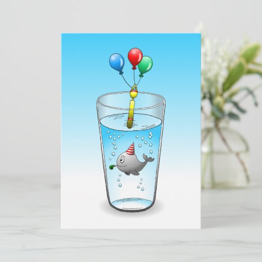 Whale Pool Party Verjaardag Kaart (Staand voorkant)
