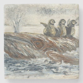 Whale Riders Whimsical Whale and Penguin Ocean Stenen Onderzetter