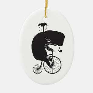 Whale Riding a Bike Keramisch Ornament