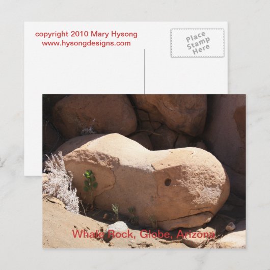 Whale Rock, Wereldbol, Arizona Briefkaart (Voorkant / Achterkant)