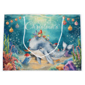 Whale Santa Hat Under the Sea Christmas Party  Groot Cadeauzakje (Voorkant)
