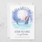 Whale Santa Zee Moon en sterren Kerstmis Feestdagenkaart (Voorkant)