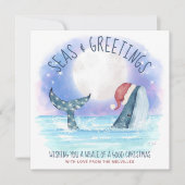 Whale Santa zee Moon & Stars Nautical Kerstmis Feestdagenkaart (Voorkant)