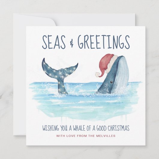 Whale Santa Zee Nautical Funny Kerstmis Feestdagenkaart (Voorkant)